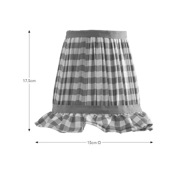 Frilled Lamp Shade with Gingham - Olive, Polyester
