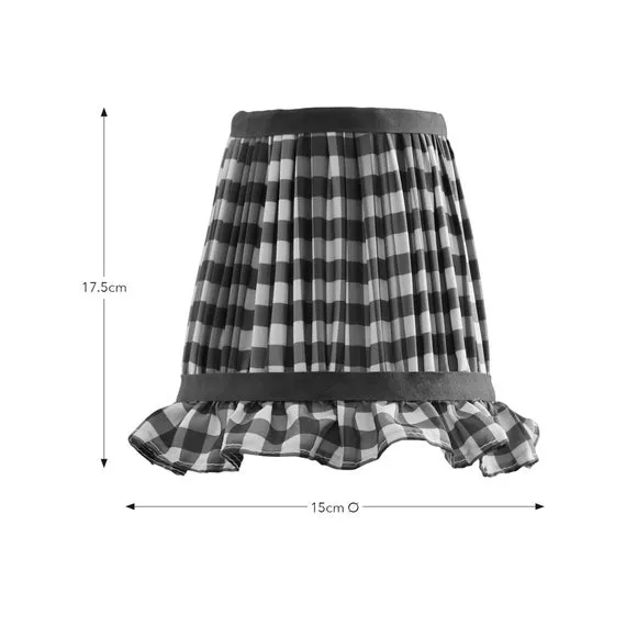 Frilled Lamp Shade with Gingham - Orange, Polyester