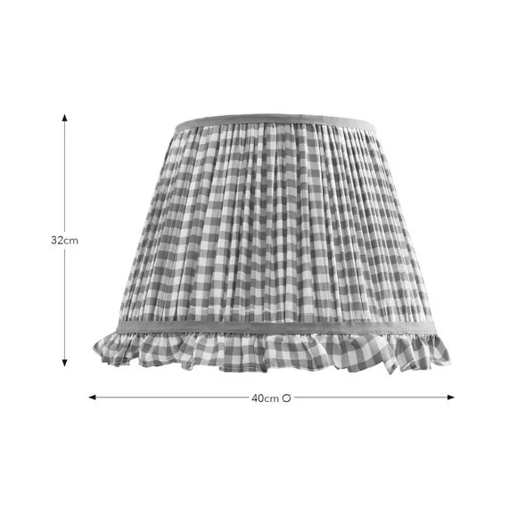 Frilled Lamp Shade with Gingham - Orange, Polyester