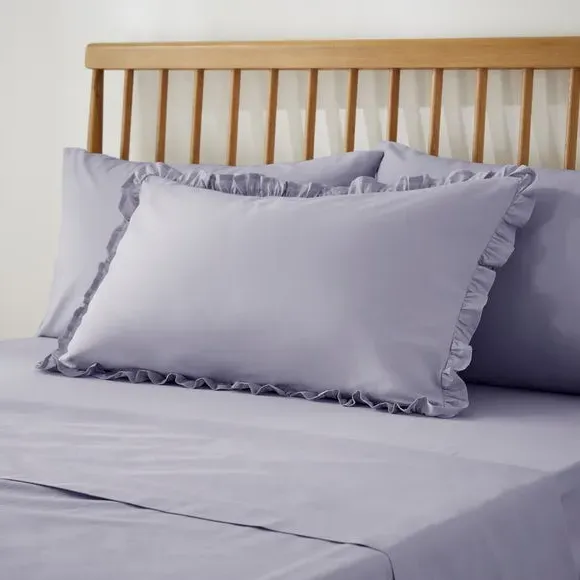 Frilled Pillowcase - Lilac, Cotton