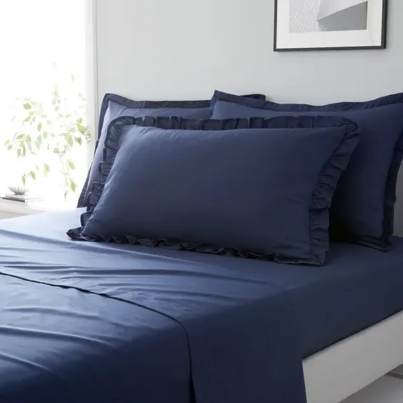 Frilled Pillowcase - Luxe Navy, Cotton