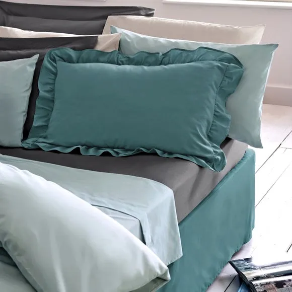Frilled Pillowcase Non Iron - White, Cotton Blend