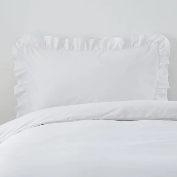Frilled Pillowcase Non Iron - White, Cotton Blend image