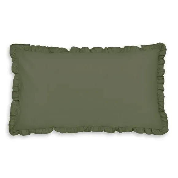 Frilled Pillowcase - Olive, Cotton