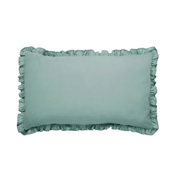 Frilled Pillowcase - Seafoam, Cotton
