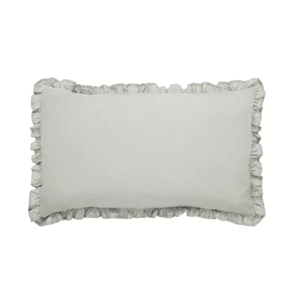 Frilled Pillowcase - Silver, Cotton