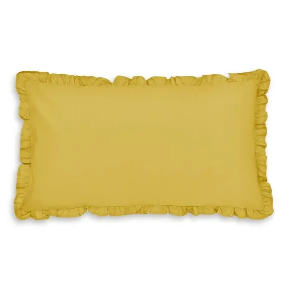 Frilled Pillowcase - Yellow-Ochre, Cotton