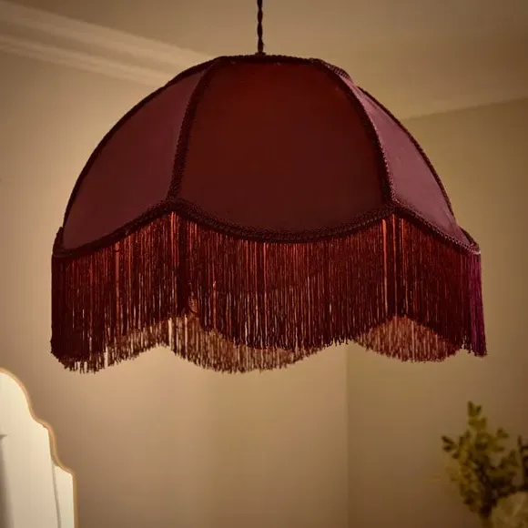 Fringed Lamp Shade - Aubergine, Velvet