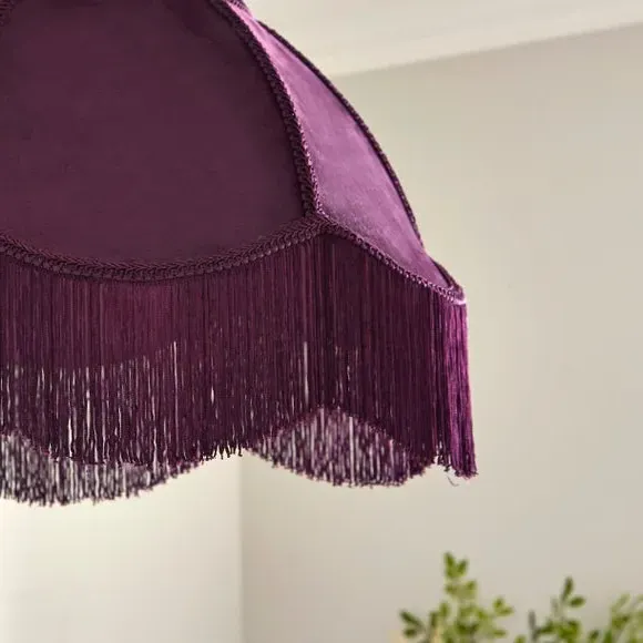 Fringed Lamp Shade - Aubergine, Velvet