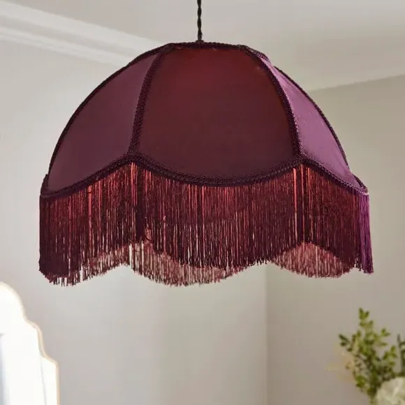 Fringed Lamp Shade - Aubergine, Velvet image