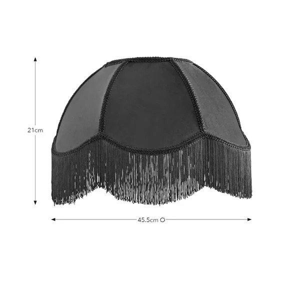 Fringed Lamp Shade - Bottle Green, Velvet