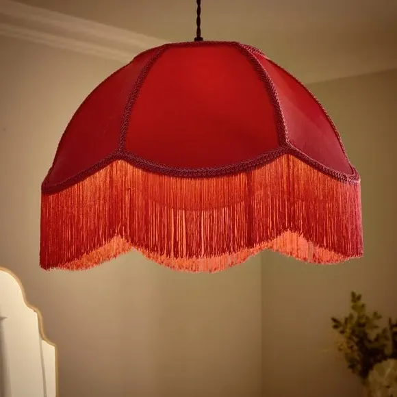 Fringed Lamp Shade - Fuschia, Velvet