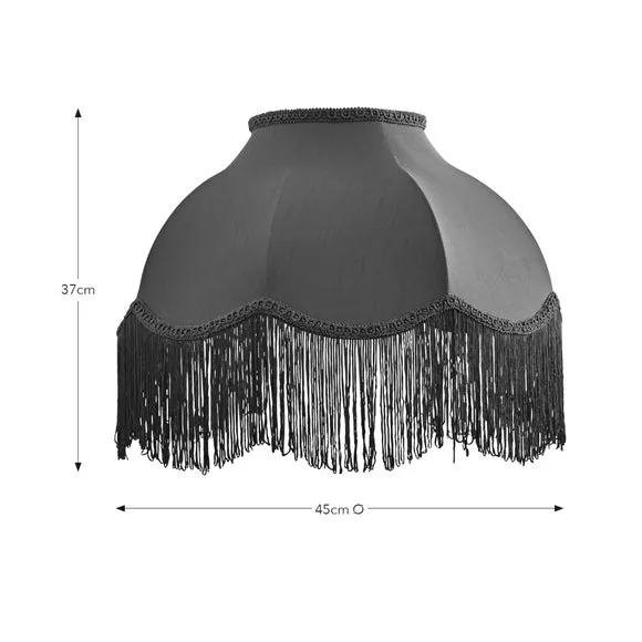 Fringed Lamp Shade with Braid - Damson, Satin