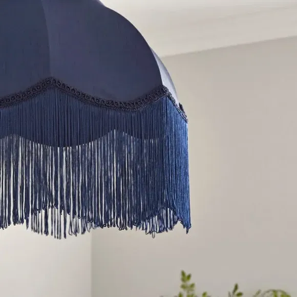 Fringed Lamp Shade with Braid - Twilight, Satin