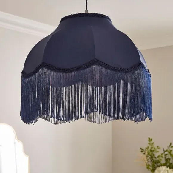 Fringed Lamp Shade with Braid - Twilight, Satin