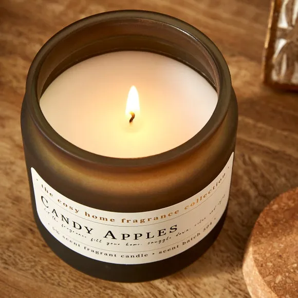 Frosted Glass Candle with Cork Lid - Green