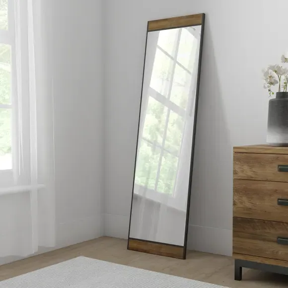 Full Length Leaner Mirror - Dark Wood, Metal image
