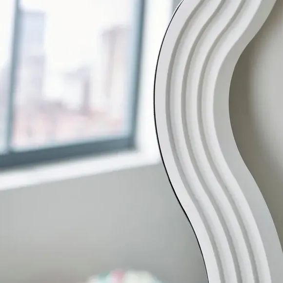 Full Length Leaner Mirror - White, Ribbed Frame