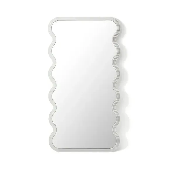 Full Length Leaner Mirror - White, Ribbed Frame