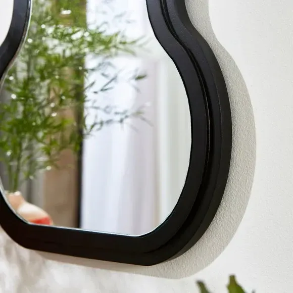 Full Length Wall Mirror Ribbed Wavy - Black
