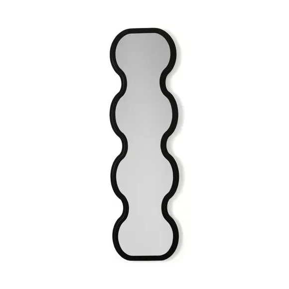 Full Length Wall Mirror Ribbed Wavy - Black