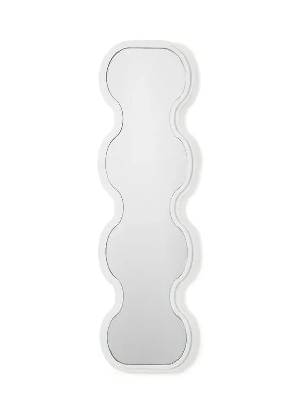 Full Length Wall Mirror Ribbed Wavy - White
