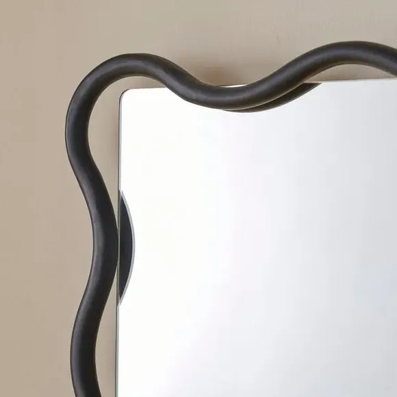 Full Length Wall Mirror Wiggle Frame - Black Metal