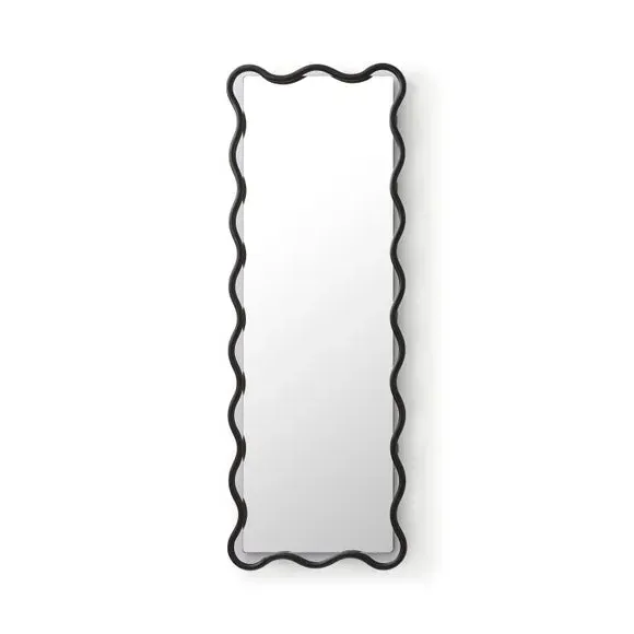 Full Length Wall Mirror Wiggle Frame - Black Metal