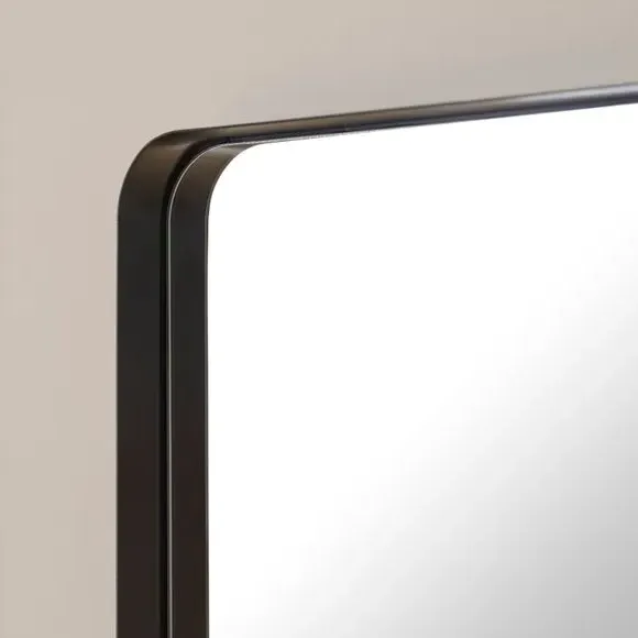 Full Length Wall Mirror with Curved Corners - Black