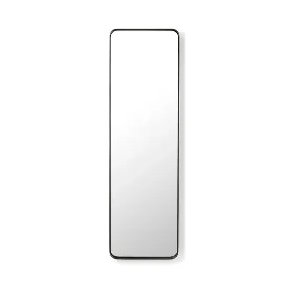 Full Length Wall Mirror with Curved Corners - Black