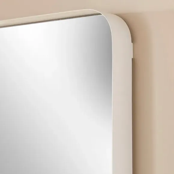 Full Length Wall Mirror with Curved Corners - White