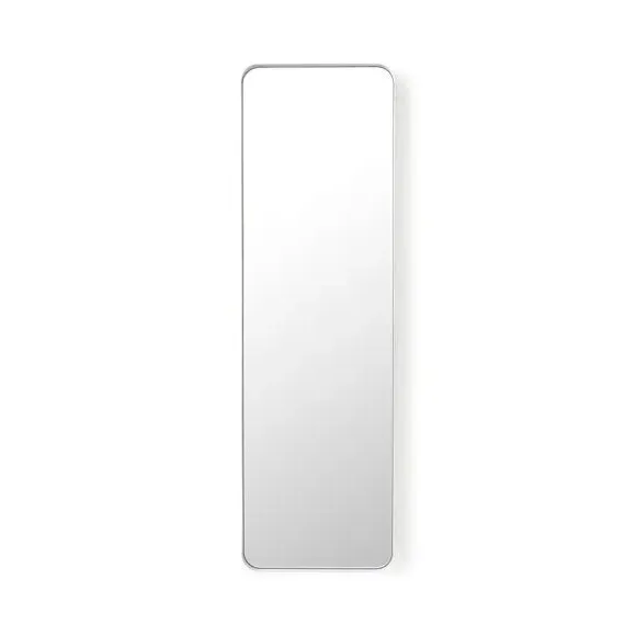 Full Length Wall Mirror with Curved Corners - White