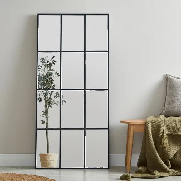 Full Length Window Leaner Mirror - Black