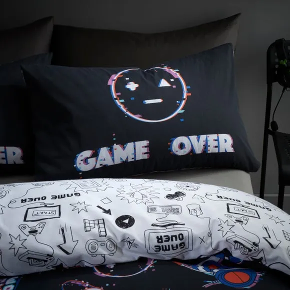 Game Over Duvet Cover Set - Black, Polycotton
