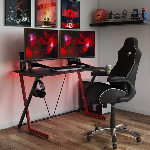 Gaming Desk and Chair Bundle - Black, Mixed image