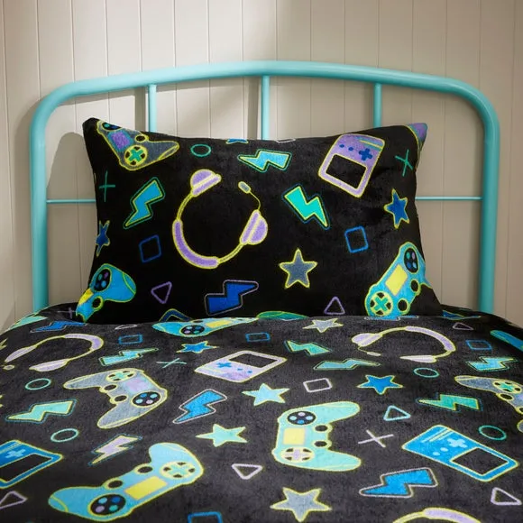 Gaming Duvet Cover Set - Black, Fleece