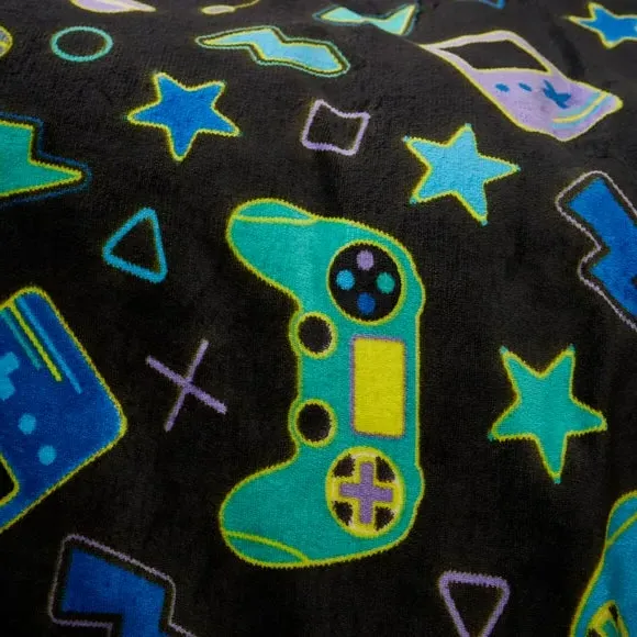 Gaming Duvet Cover Set - Black, Fleece