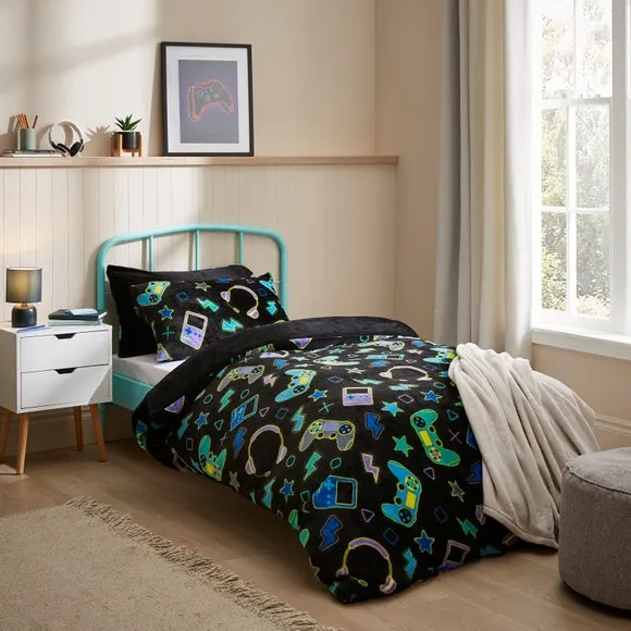 Gaming Duvet Cover Set - Black, Fleece image