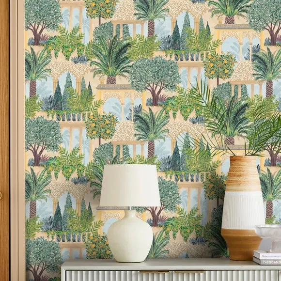 Garden Design Wallpaper - Green, Matte Finish