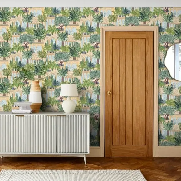 Garden Design Wallpaper - Green, Matte Finish image