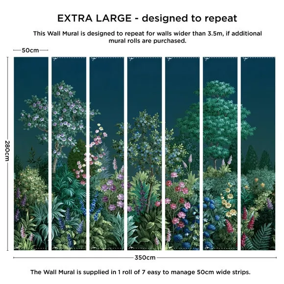 Garden Wall Mural with Matt Finish - Blue