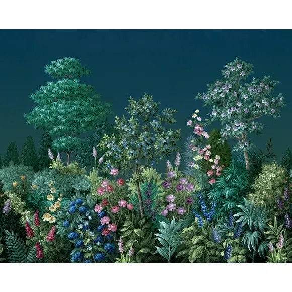 Garden Wall Mural with Matt Finish - Blue