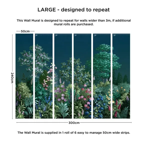 Garden Wall Mural with Matt Finish - Blue