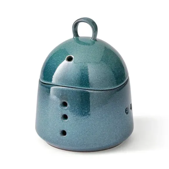 Garlic Pot with Lid - Blue, Stoneware