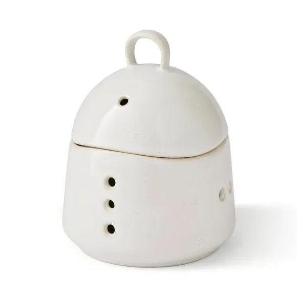 Garlic Pot with Lid - White, Stoneware