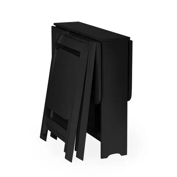 Gateleg Dining Set with 2 Chairs - Black, Wood