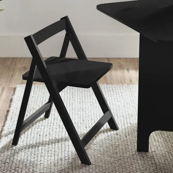 Gateleg Dining Set with 2 Chairs - Black, Wood