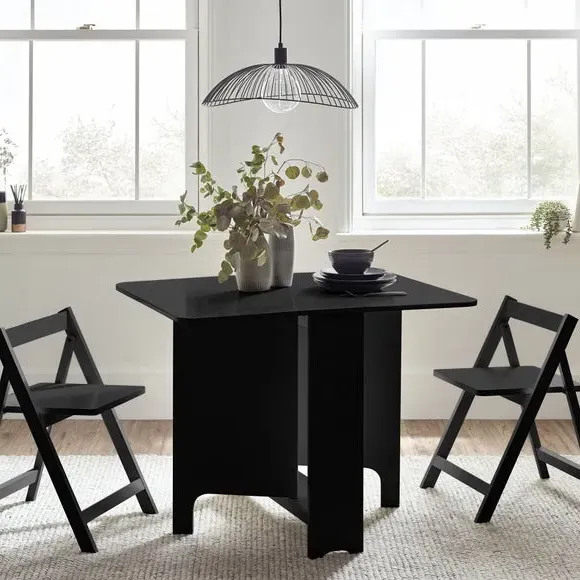 Gateleg Dining Set with 2 Chairs - Black, Wood image