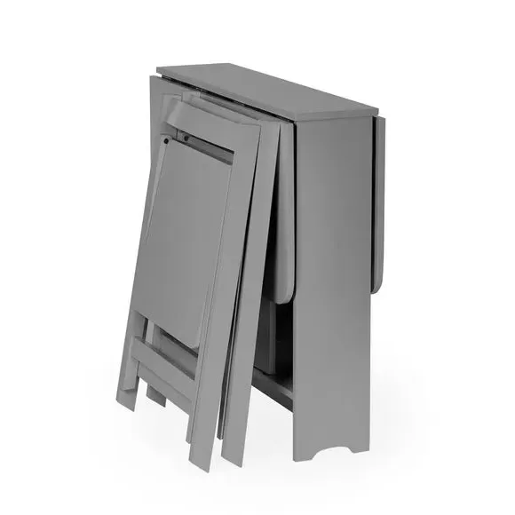 Gateleg Dining Set with 2 Chairs - Grey, Wood
