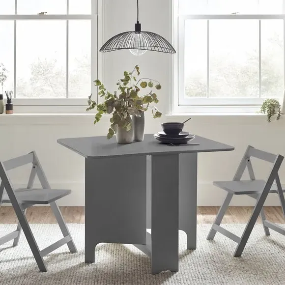 Gateleg Dining Set with 2 Chairs - Grey, Wood